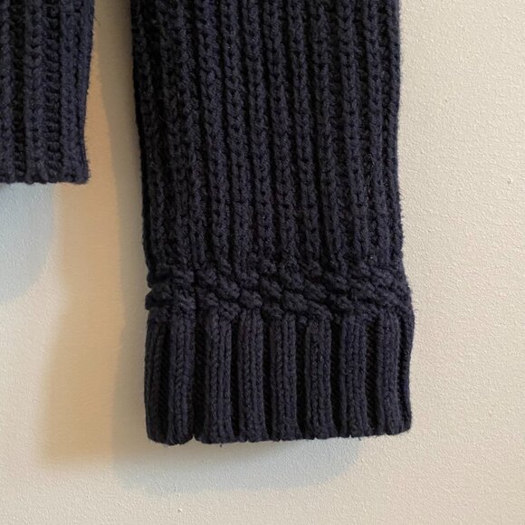 GAP Navy Marine Blue Cotton Chunky Knit Sweater Cardigan Jacket Ribbed Military - Picture 5 of 9